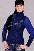 Пуловер синего цвета с шифоновыми рукавами