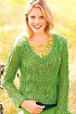 Зелёный пуловер спицами