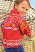 Красный пуловер спицами с норвежскими узорами