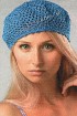 Синий ажурный берет крючком