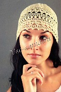 Желтая ажурная шапочка