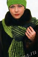 Комплект - Зеленые шапочка и шарф