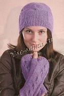 Сиреневый комплект: шапочка и митенки