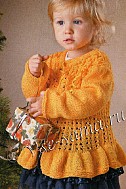 Желтый жакет спицами с бантиками