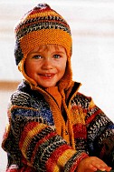 Пестрые жакет и шапочка