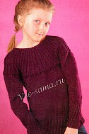 Пуловер с круглой кокеткой для девочки