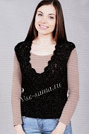 Ажурный черный жилет