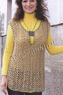 Ажурная безрукавка из натурального цвета пряжи