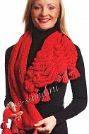 Красный шарф с кистями