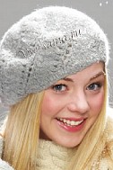Берет с диагональным узором
