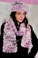 Сиреневый комплект: шарф и берет