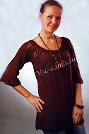 Коричневая ажурная туника
