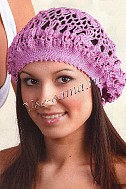 Ажурный розовый берет