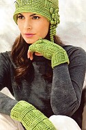 Шляпа и митенки крючком