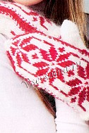 Варежки спицами «Цветы на снегу»