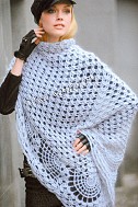 Шаль крючком с каймой из полукругов