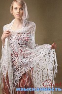 Белая шаль крючком из мотивов