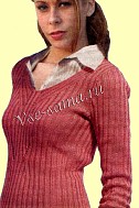Женский пуловер с вертикальным узором