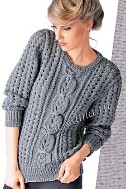 Серый женский пуловер с косами