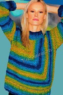Сине-желтый пуловер спицами