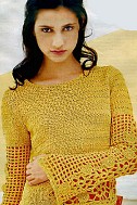 Джемпер желтого цвета с ажурными рукавами