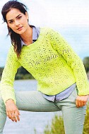Ажурный лимонный пуловер спицами