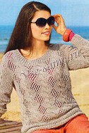 Пуловер с косами и ажурными ромбами