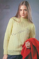 Желтый ажурный пуловер