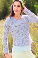 Короткий ажурный пуловер спицами