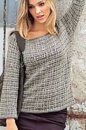 Женский пуловер с узором из снятых петель