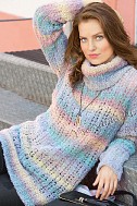Ажурный пуловер из пряжи секционного крашения