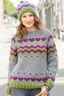 Пуловер покроя реглан и шапка с жаккардовыми узорами