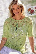 Ажурный пуловер салатового цвета