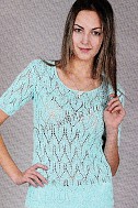 Голубой топ с ажурным узором