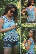 Топ спицами с кокеткой из ирландского кружева