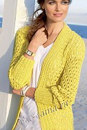 Ажурный лимонно-желтый жакет