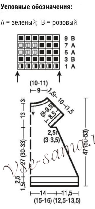 Схема и выкройка для вязания туники
