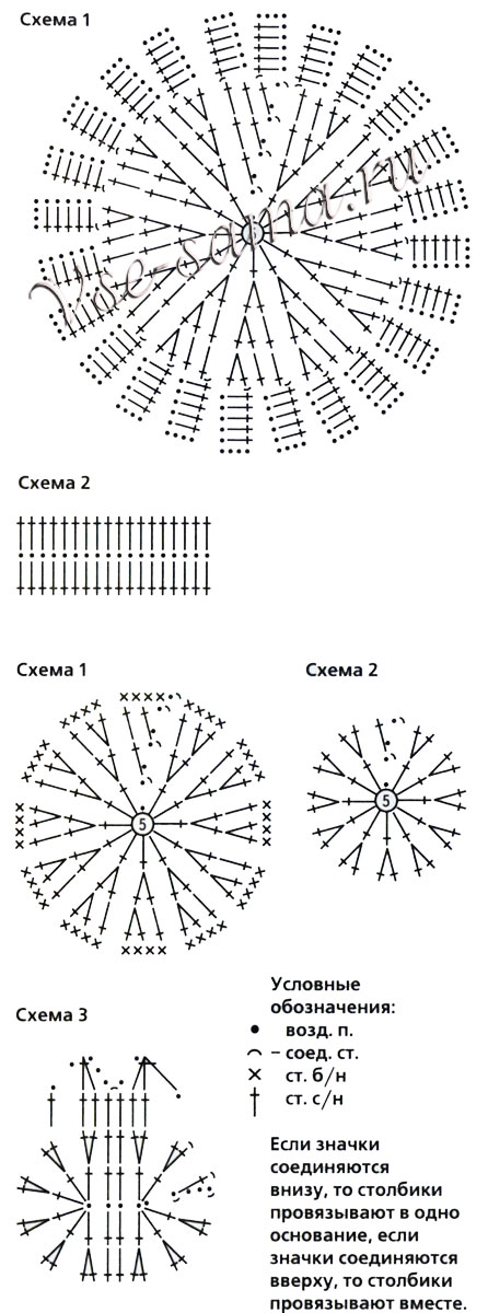Схема для вязания держателей для заколок