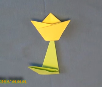 Плоский тюльпан - Оригами, фото