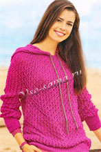 Пуловер яркорозового цвета с капюшоном