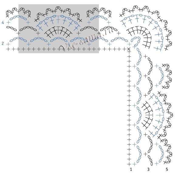 Схема вязания узора ажурные арки