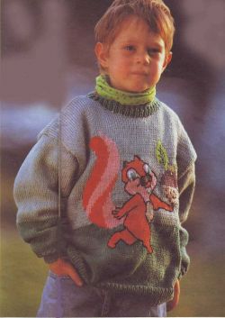 Детский пуловер с белкой
