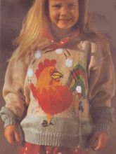 Детский пуловер с петухом