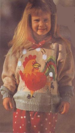 Детский пуловер с петухом