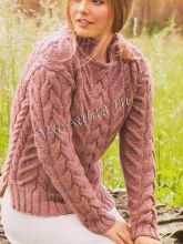 Пуловер с узором из кос, фото