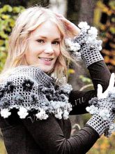 Комплект с цветами: пелерина и митенки, фото