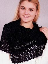 Шаль черная крючком, фото