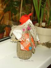 МК - Тряпичная кукла Баба Яга в ступе, фото