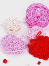 Подушечки-сердечки крючком, фото