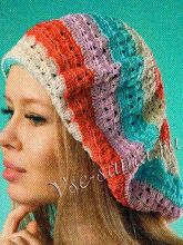 Берет крючком - Радуга, фото